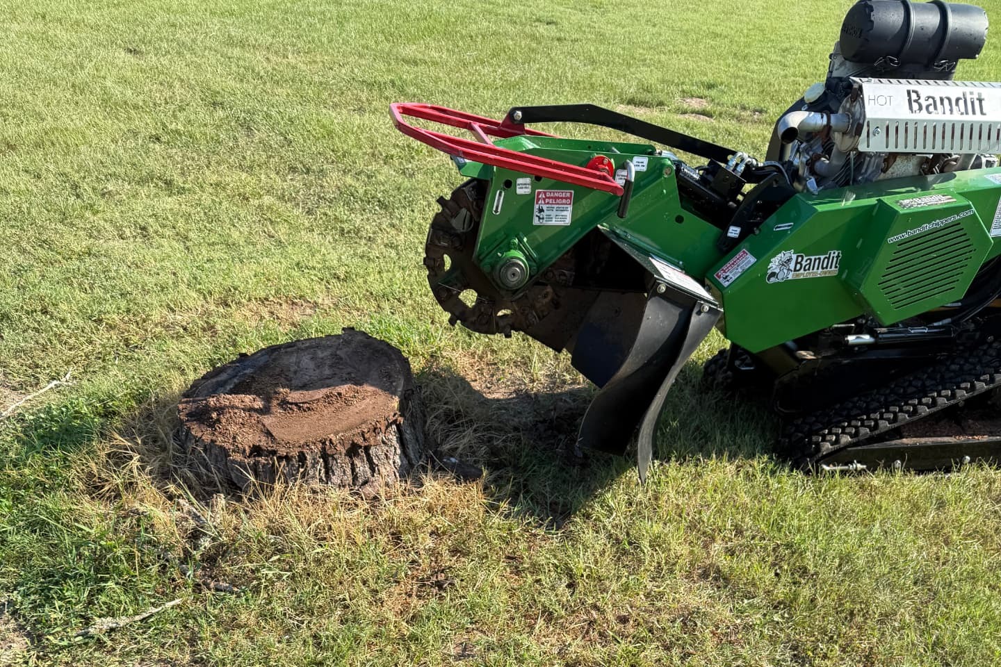 Stump grinder in action